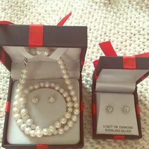 17” necklace and earrings sterling silver